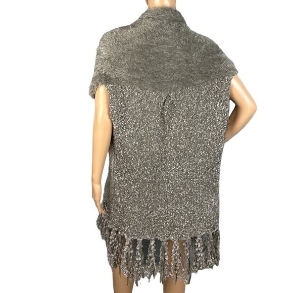 Vintage Alberto Makali Faux Fur Cardigan Sleeveless Fringe Size S Boho Chic Rare - Picture 3 of 8